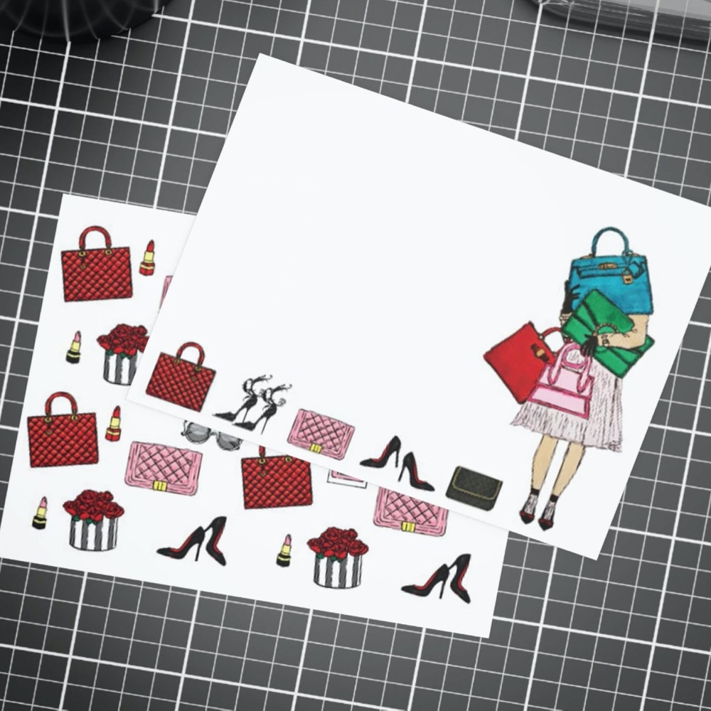 x15 Fashion Girl Handbag Cards Fashionista Shoes Purse Greeting Cards